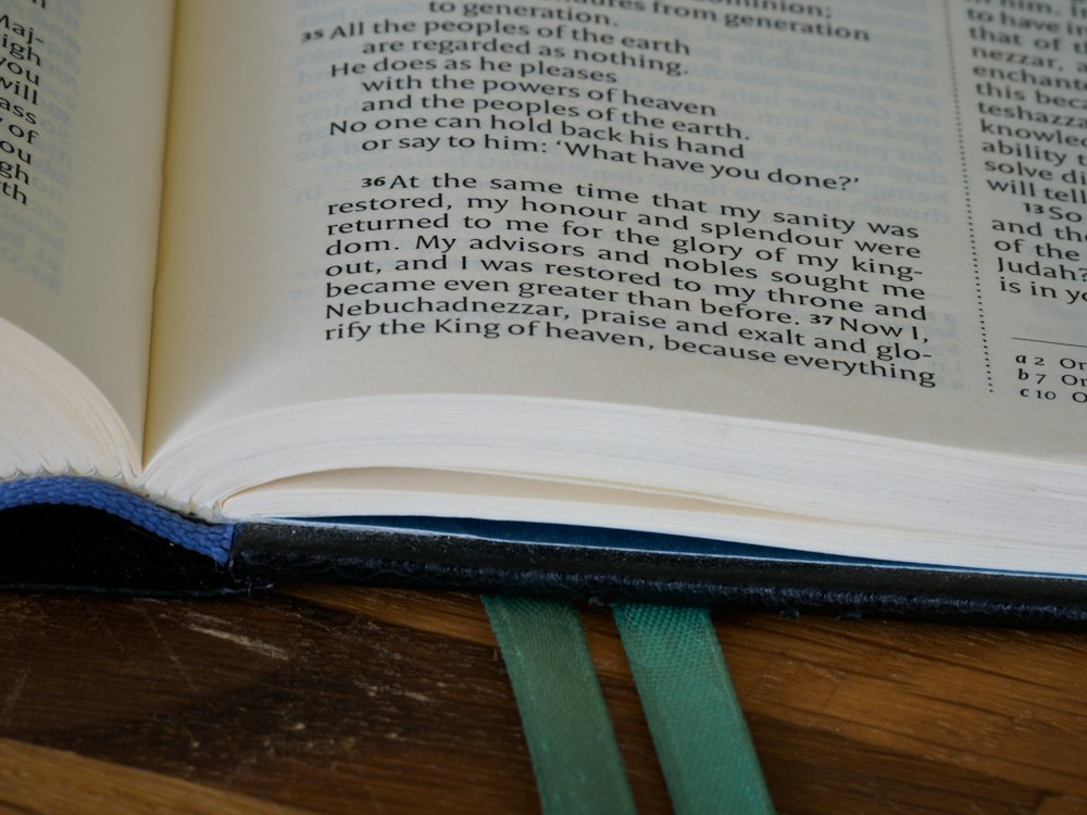 An open Bible resting in soft natural light